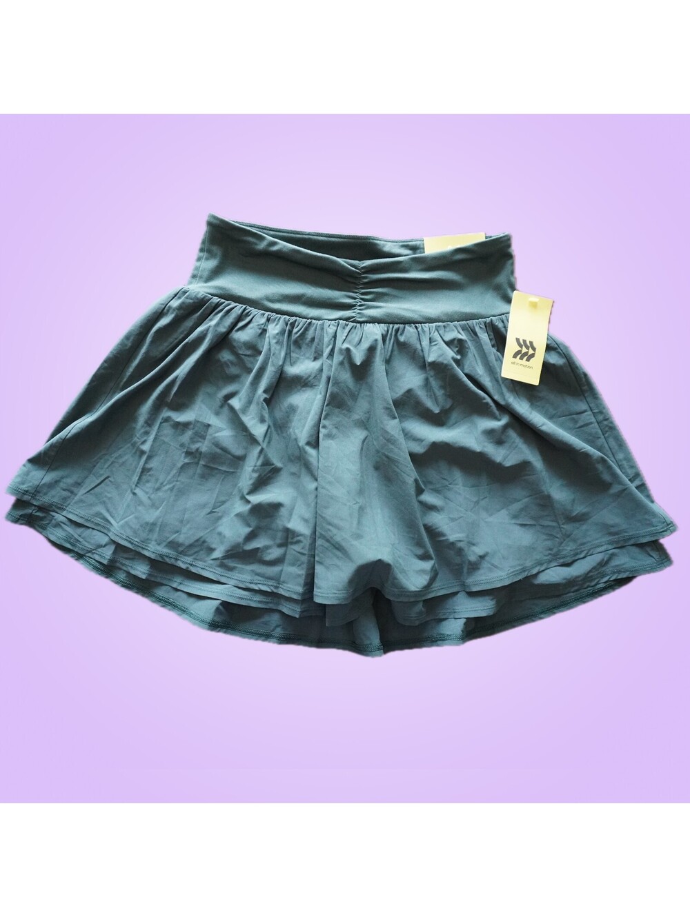 NWT All In Motion Women's High Rise Woven Shirred Skort Forest Green Small